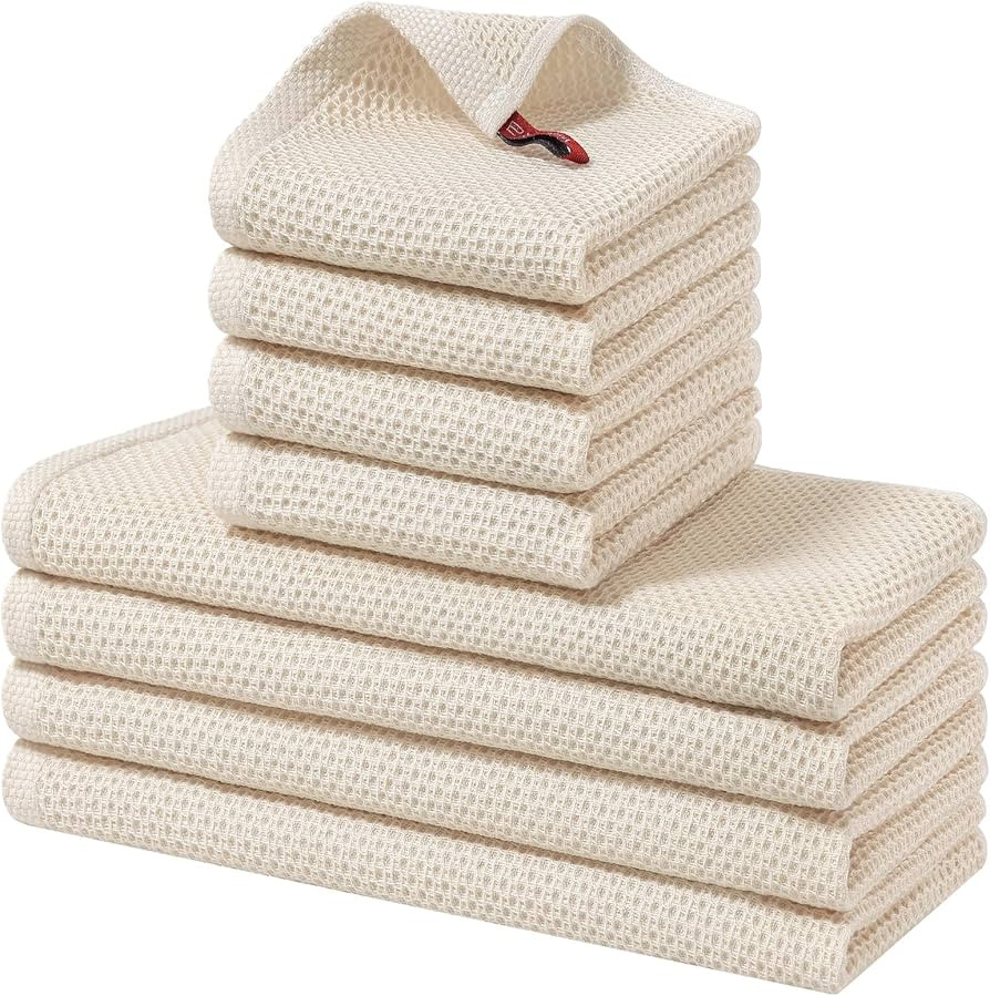 Homaxy 100% Cotton Kitchen Towels and Dishcloths Set, 12 x 12 Inches and 13 x 28 Inches, Set of 8... | Amazon (US)