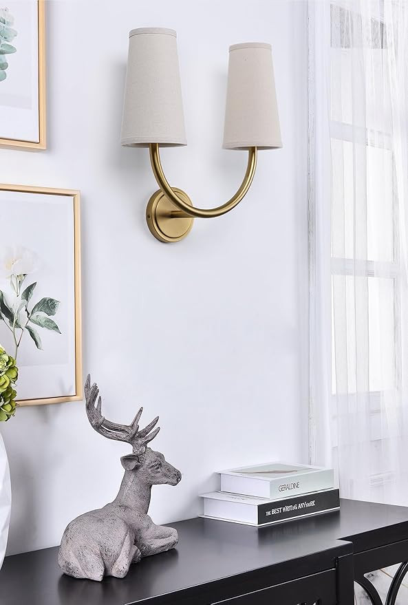 Yosoan Linen Wall Sconce Indoor Night Light Fixture, 2-Light Dual Vintage Industrial Hardwired Sc... | Amazon (US)