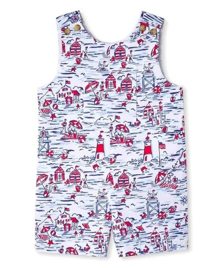 Blue & Red Nautical James Shortalls - Infant | Zulily