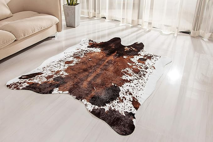 NativeSkins Faux Cowhide Rug Large (4.6ft x 6.6ft) - Cow Print Area Rug for a Western Boho Decor ... | Amazon (US)