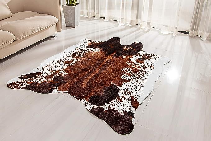 NativeSkins Faux Cowhide Rug Large (4.6ft x 6.6ft) - Cow Print Area Rug for a Western Boho Decor ... | Amazon (US)