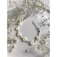 Daisy Beaded Bracelet, Chain Valentines Gifts, Hippie Boho Handmade Bracelet | Etsy (US)