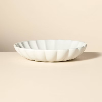 98oz Scalloped Edge Stoneware Shallow Serving Bowl Cream - Hearth & Hand™ with Magnolia | Target
