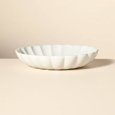 Scalloped Edge Stoneware Serving Bowl Cream - Hearth & Hand™ with Magnolia | Target