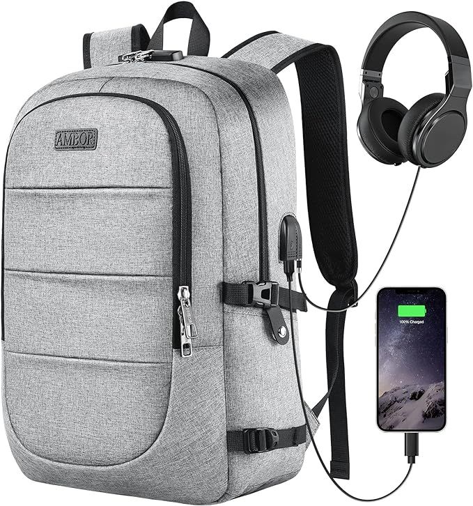 AMBOR Travel Laptop Backpack,17.3 inch Anti Theft Business Laptop Backpack with USB Charging Port... | Amazon (US)