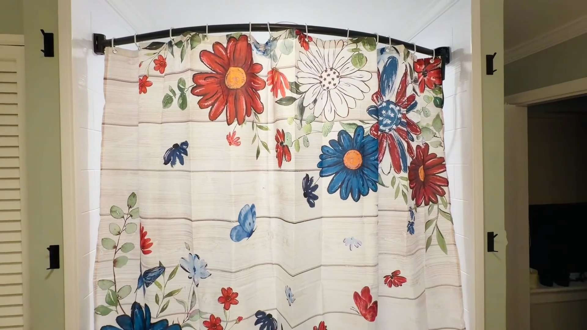 #ad This post contains affiliate links, which means I may earn a small commission if you make a purchase through my links.

I added this patriotic floral shower curtain to my bathroom for summer and it’s such an easy seasonal update. The red, white, and blue flower design is perfect for Memorial Day, the Fourth of July, or just adding a patriotic touch to your home. It’s a standard 72 x 72 size with hooks included, and the lightweight waterproof fabric works well for everyday use while still adding some fun decor to the space.
 

 #LTKselfcare #LTKSeasonal #LTKHome