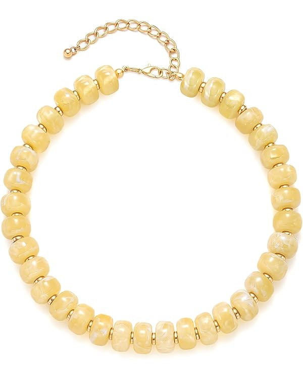 Chunky Beaded Necklaces for Women Fashionable Boho Beaded Necklace Summer beach shell Necklace st... | Amazon (US)