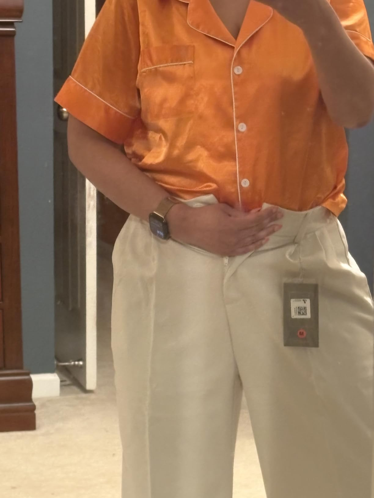 FUNYYZO Wide Leg Pants Women's High Elastic Waisted in The Back Business Work Trousers Long Strai... | Amazon (US)