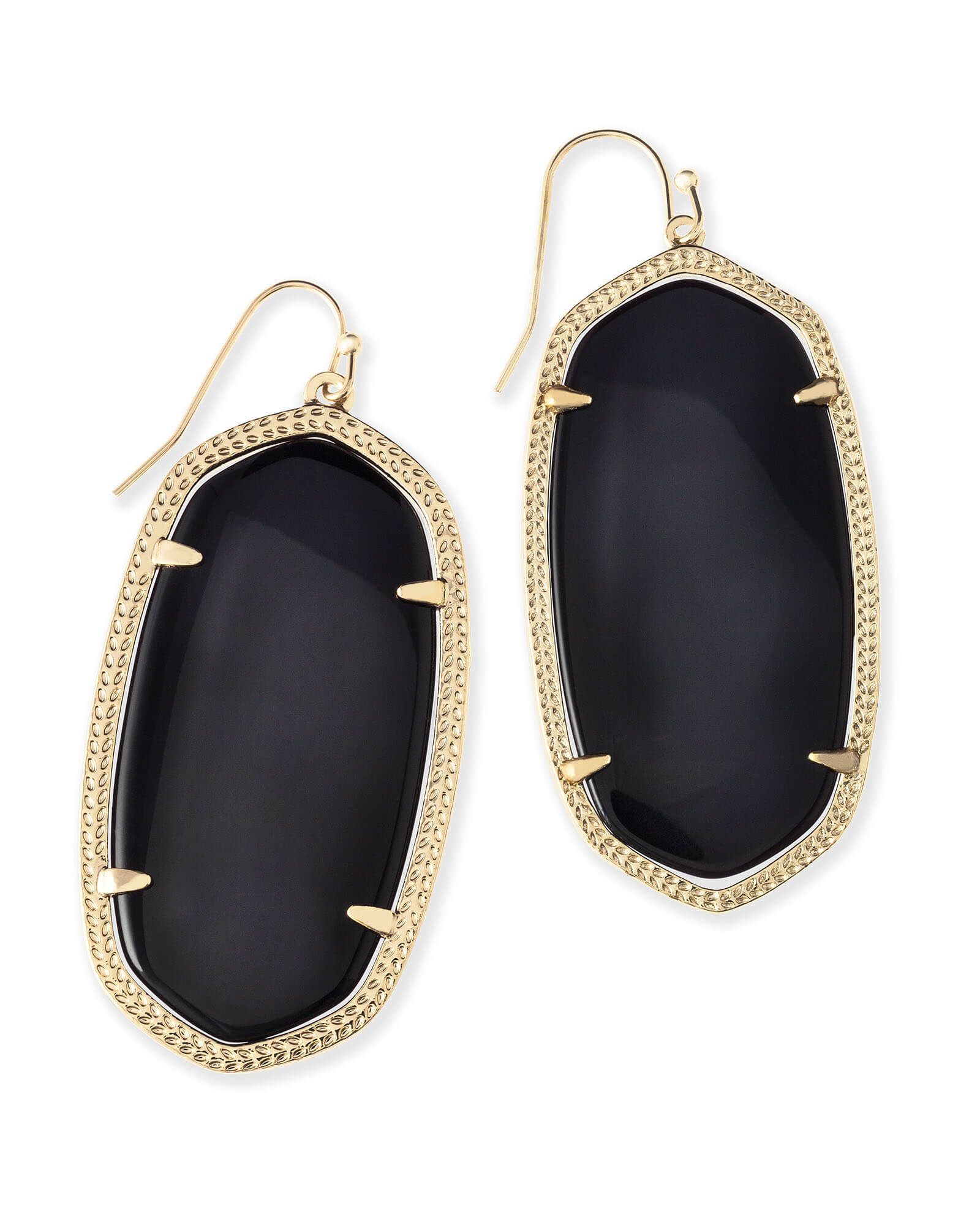 Danielle Gold Drop Earrings in Black Opaque Glass | Kendra Scott