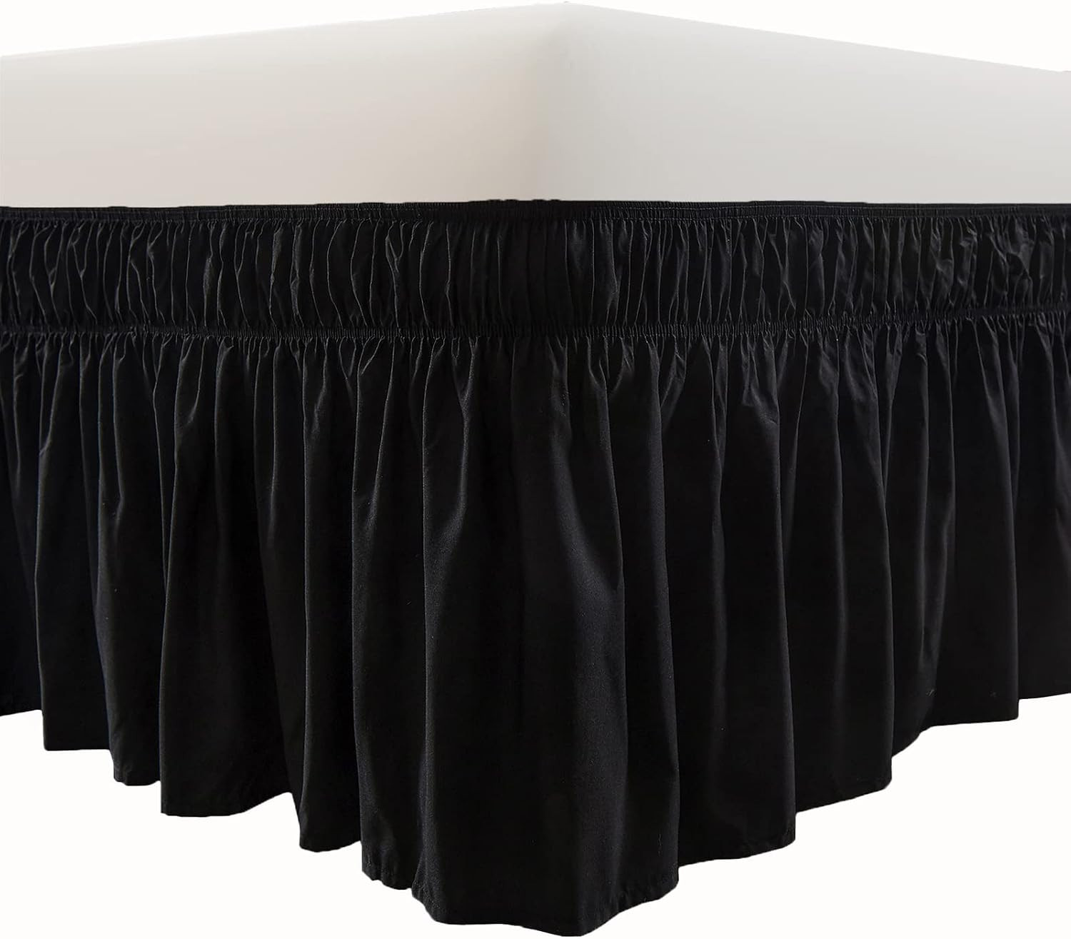 MEILA Wrap Around Elastic Bed Skirt for Queen & King Beds, 18" Drop,Black | Amazon (US)