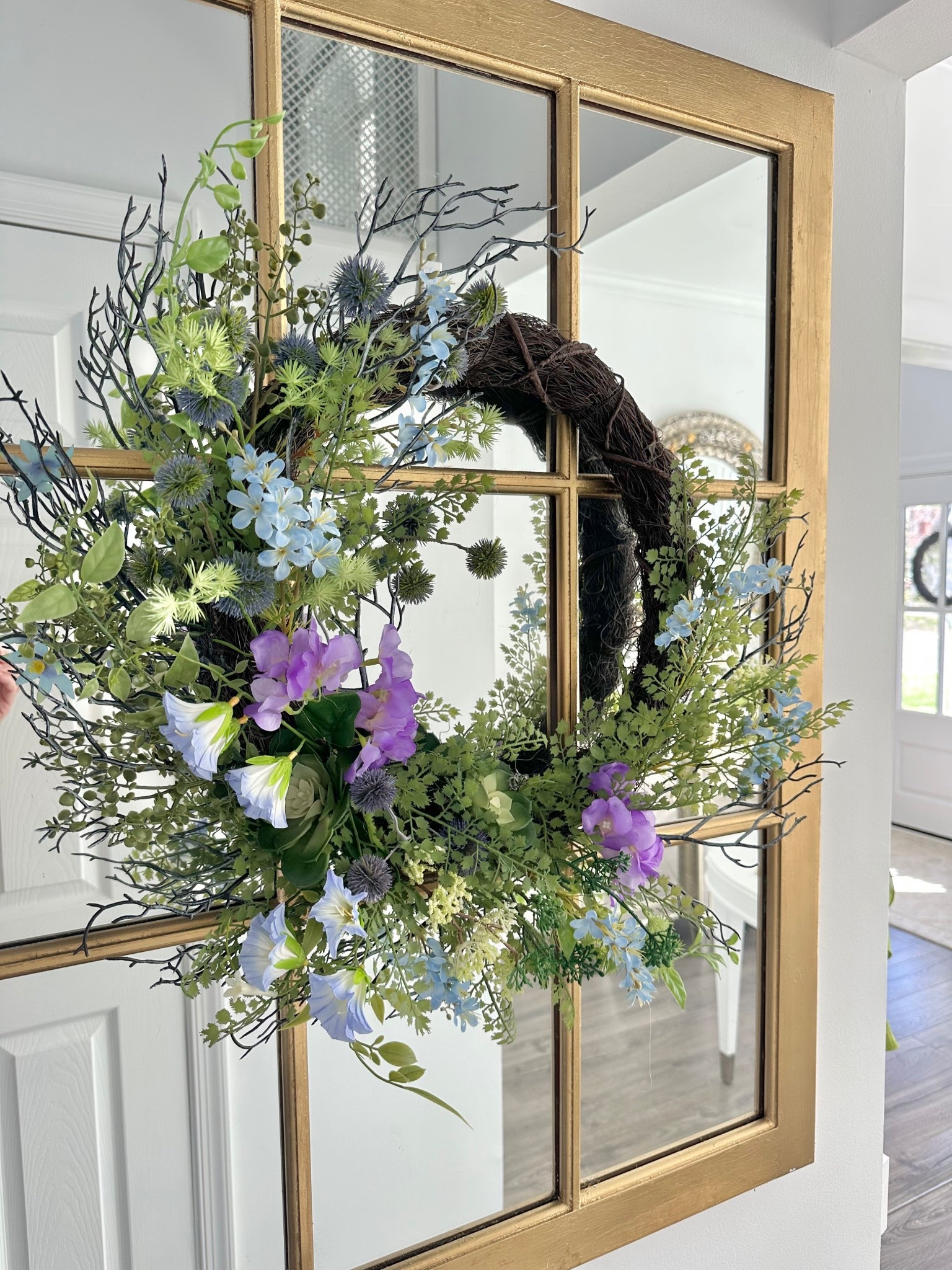 The absolute perfect Spring wreath!
🩵💜🤍

#LTKHome #LTKSeasonal