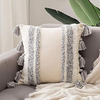 MIULEE Decorative Throw Pillow Cover Tribal Boho Woven Tufted Pillowcase with Tassels Super Soft ... | Amazon (US)