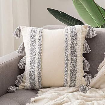 MIULEE Decorative Throw Pillow Cover Tribal Boho Woven Tufted Pillowcase with Tassels Super Soft ... | Amazon (US)