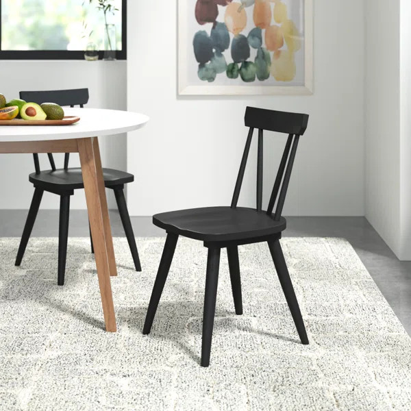 Brendi 17" Wide Farmhouse Wood Slat Back Modern Dining Chairs | Wayfair North America