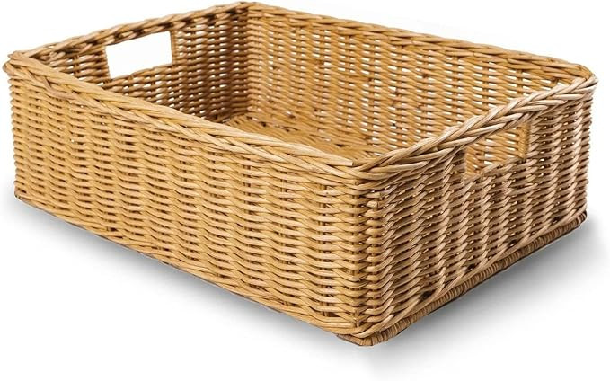 The Basket Lady Under The Bed/Basic Wicker Storage Basket, Medium, 20 in L x 14.5 in W x 6 in H, ... | Amazon (US)