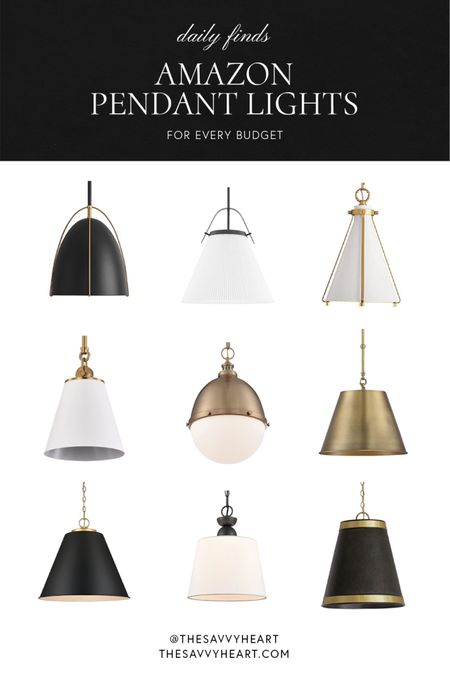 Modern, contemporary, transitional pendant, lights in white, black, in brass metal finishes from Amazon. 

#LTKhome
