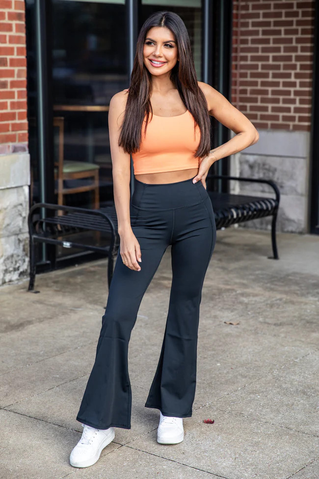 Get The Ball Rolling Black Flared Legging | Pink Lily