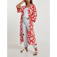 River Island Floral Printed Longline Kimono - Red | Very (UK)