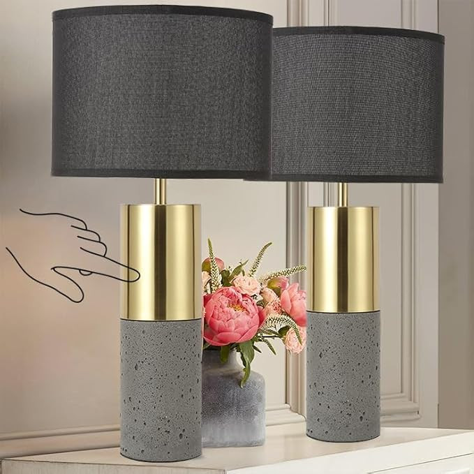 MoMyofdy 24" Tall Black and Gold Lamp Set of 2 Touch Control Table Lamps 3-Way Dimmable Lamps Con... | Amazon (US)
