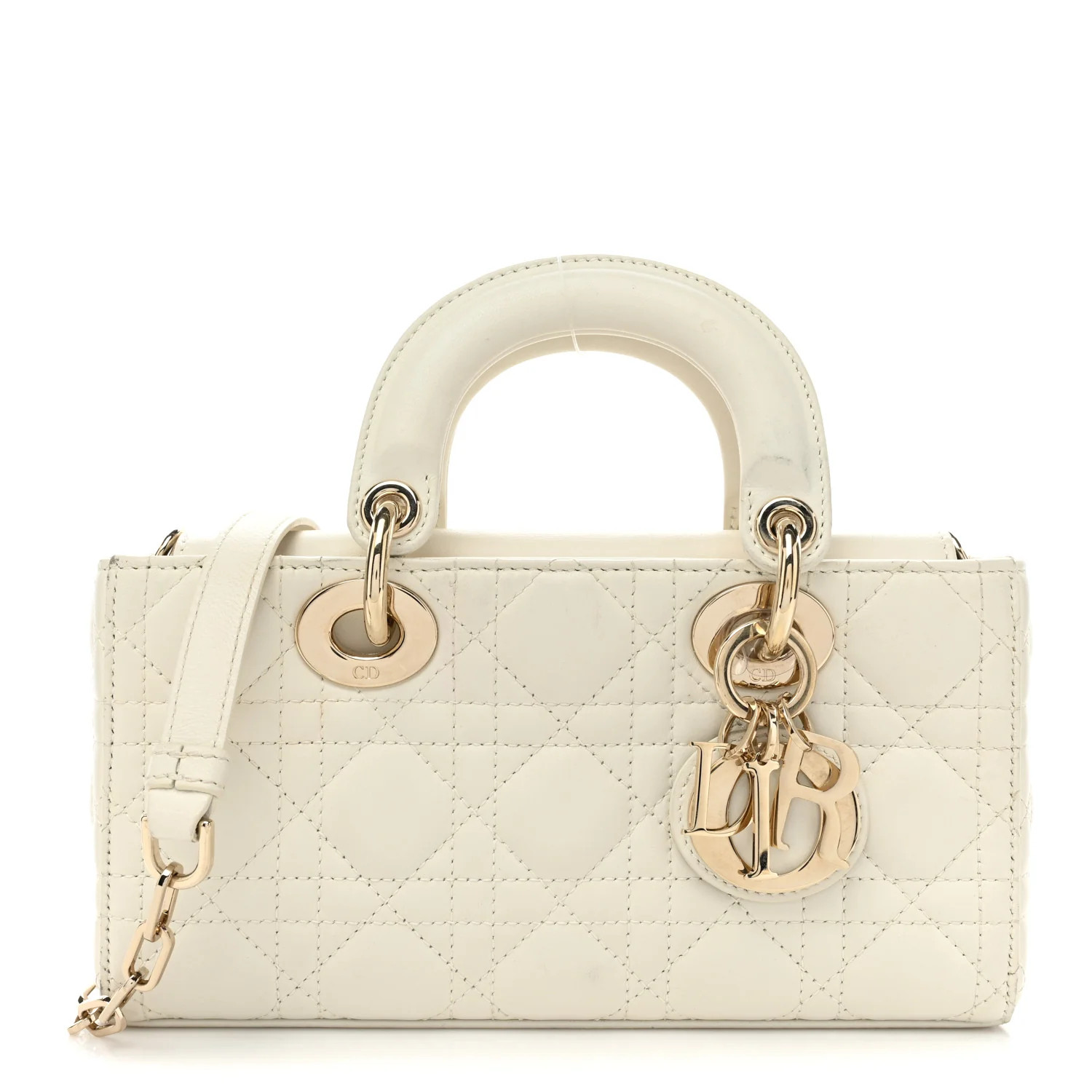 Lambskin Cannage Small Lady D-Joy Latte | FASHIONPHILE (US)