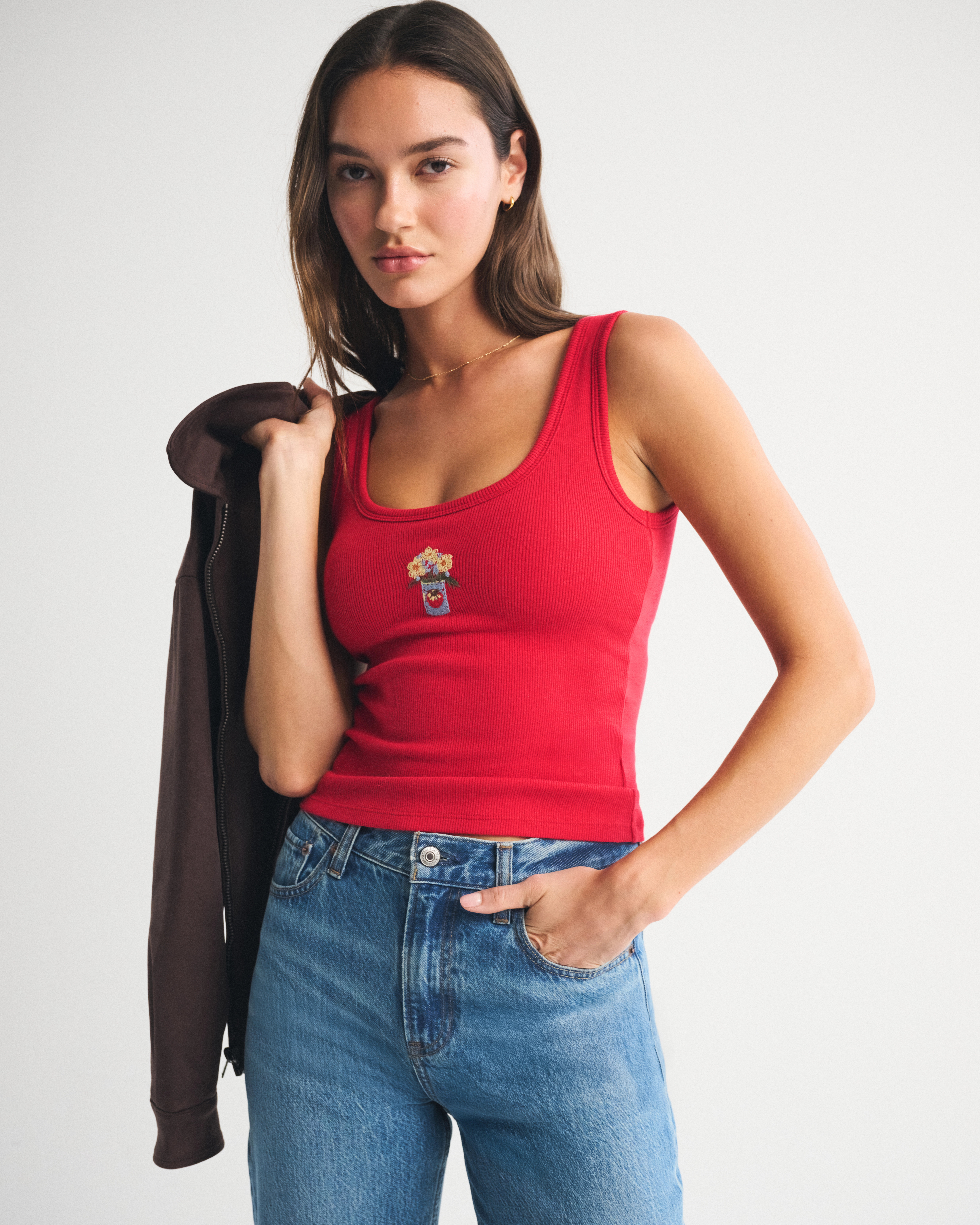 Bra-Free Floral Graphic Scoopneck Tank | Abercrombie & Fitch (US)