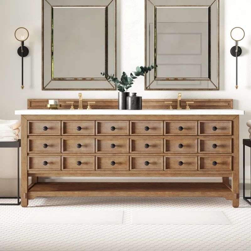 Gowins 72" Double Bathroom Vanity Base Only in Honey Alder | Wayfair North America