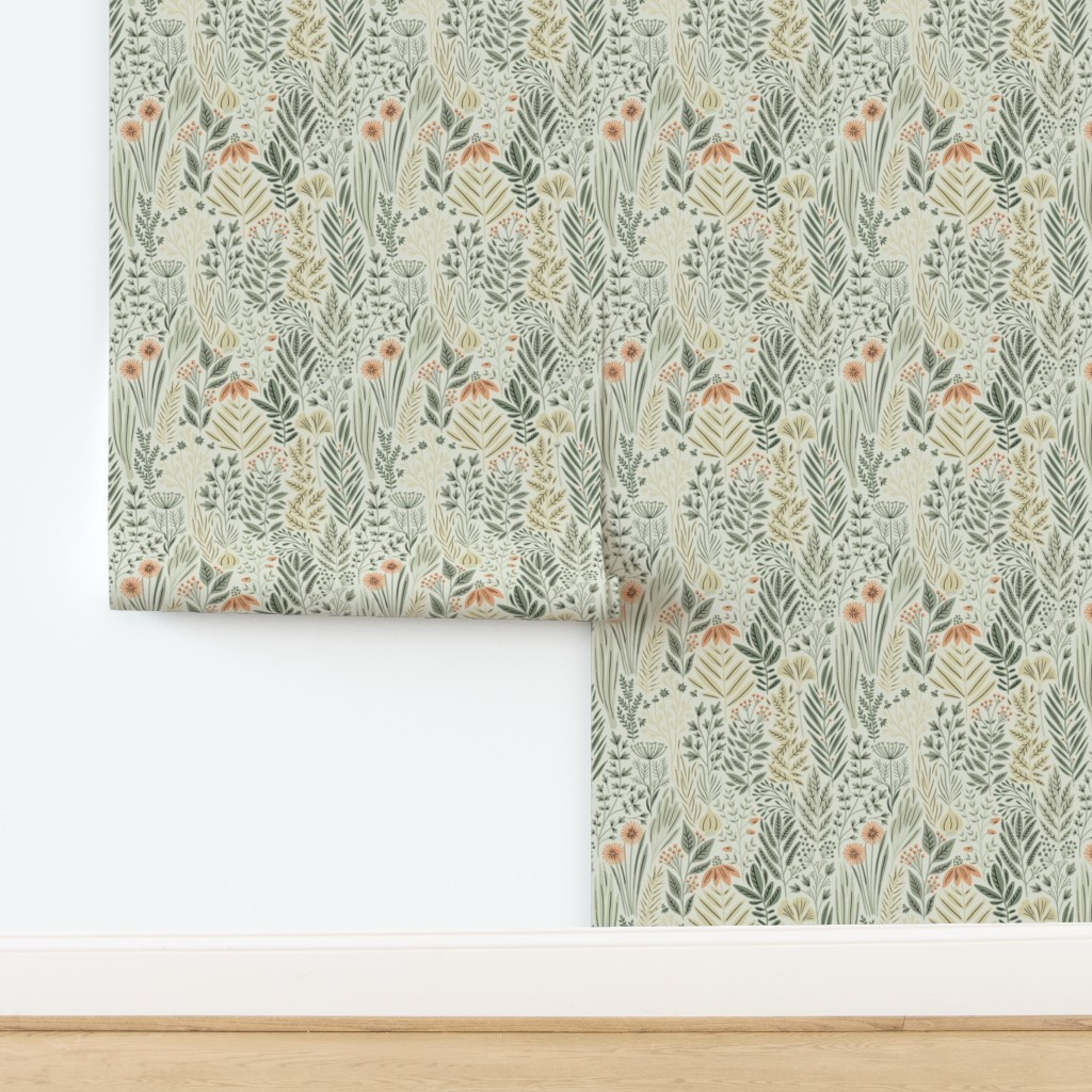 Marjoram (green and beige) (no words) (small) Wallpaper | Spoonflower | Spoonflower