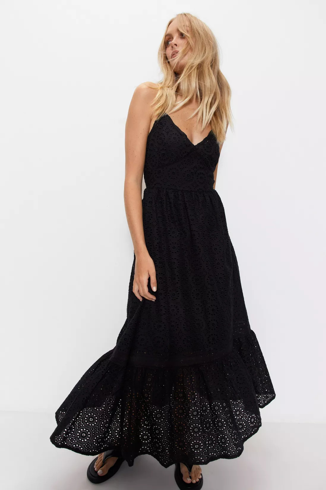 Strappy Broderie Maxi Dress | Debenhams UK