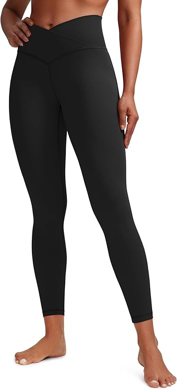 CRZ YOGA Womens Butterluxe Cross Waist Workout Leggings 25" / 28" - V Crossover High Waisted Gym ... | Amazon (US)