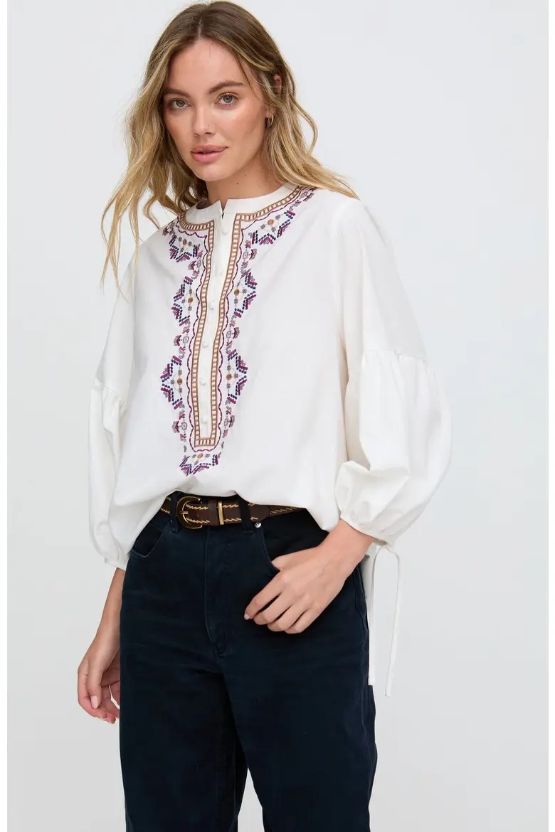 Anai Half Placket Embroidered Blouse (Women) | Nordstrom | Nordstrom