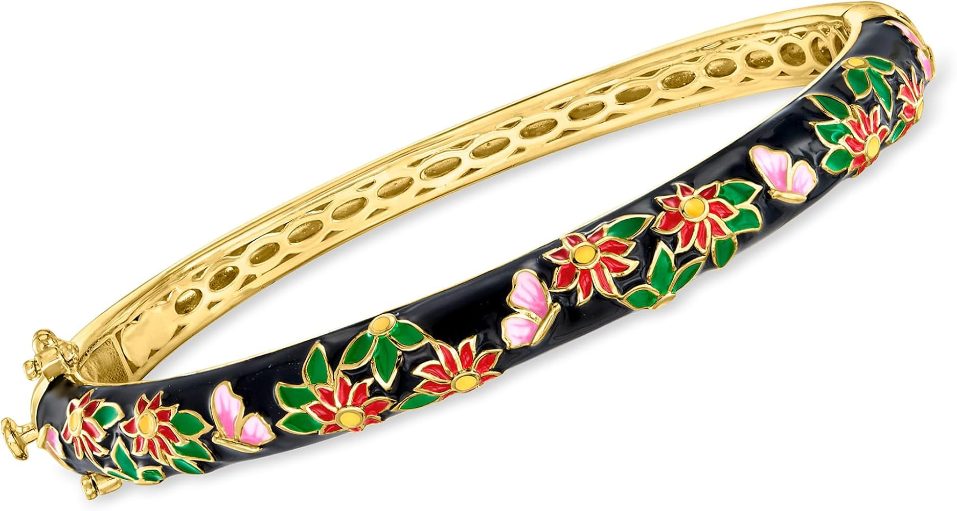 Ross-Simons Multicolored Enamel Nature-Inspired Bangle Bracelet in 18kt Gold Over Sterling | Amazon (US)