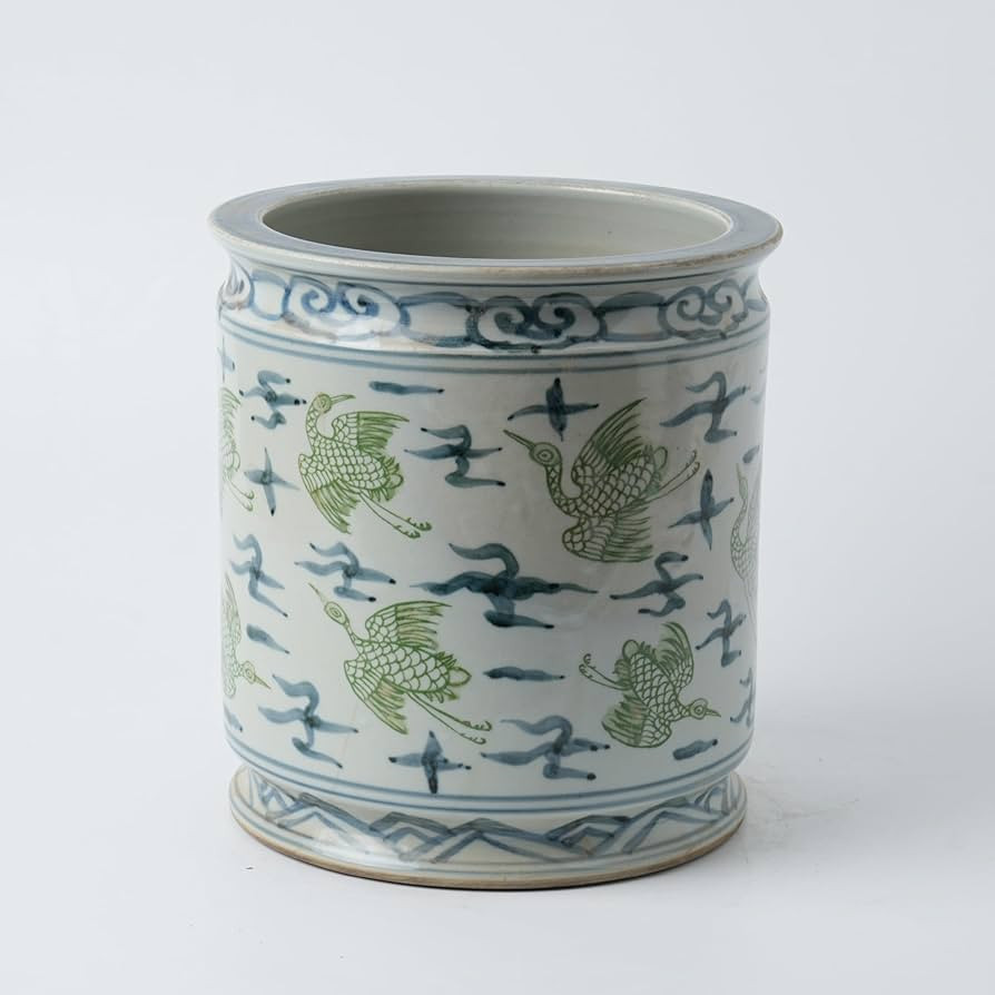 XIGGJYL Antique Hand-Painted Flower and Bird Porcelain Pen Holder Old Style Ceramic Planter 9.7 I... | Amazon (US)