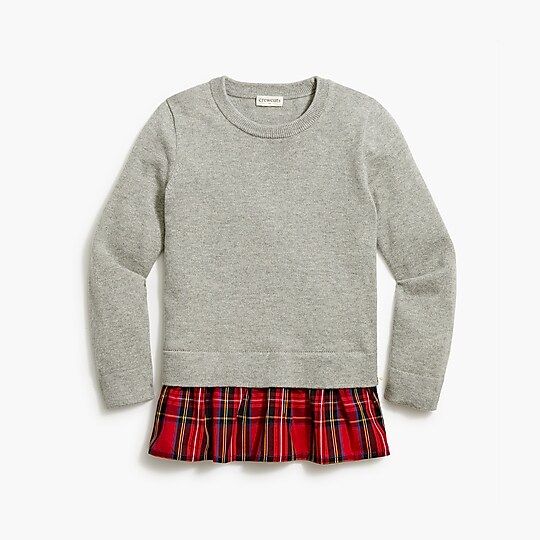 Girls' tartan peplum sweater | J.Crew Factory