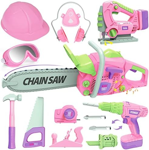 Kids Tool Set - Pretend Play Toddler Tool Set with Electric Toy Drill Chainsaw Jigsaw Hammer Toy ... | Amazon (US)