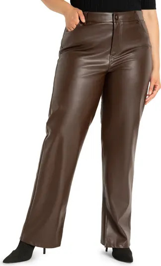 Slit Hem Faux Leather Straight Leg Pants | Nordstrom