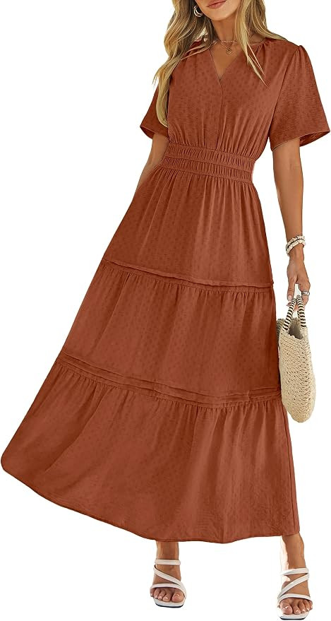 Simplee Womens 2026 Summer Casual Short Sleeve Maxi Dress with Pockets | Amazon (US)
