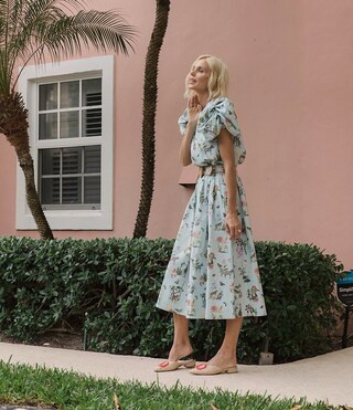 x Jennifer Sumko Kip Coordinating Bay Print Belted A-Line Midi Skirt | Dillard's