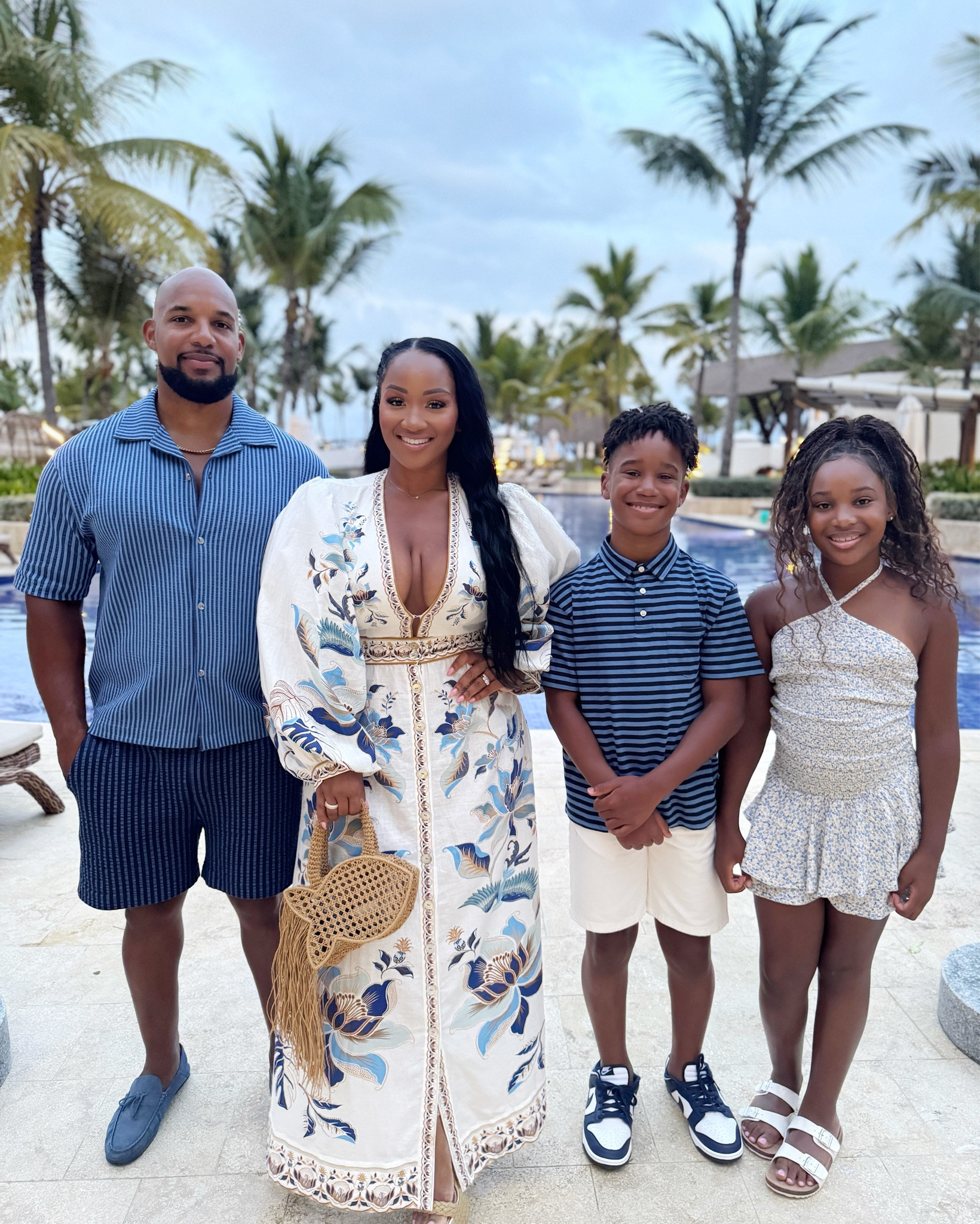 This farm Rio dress and viral fish purse are even more beautiful in person! Outfits for the whole family for vacation in shades of blue inspired by the water. #resortwear #matchingoutfits #familyphotos #vacationdress #summerdress #maxidress #farmrio

#LTKFamily #LTKMidsize #LTKTravel