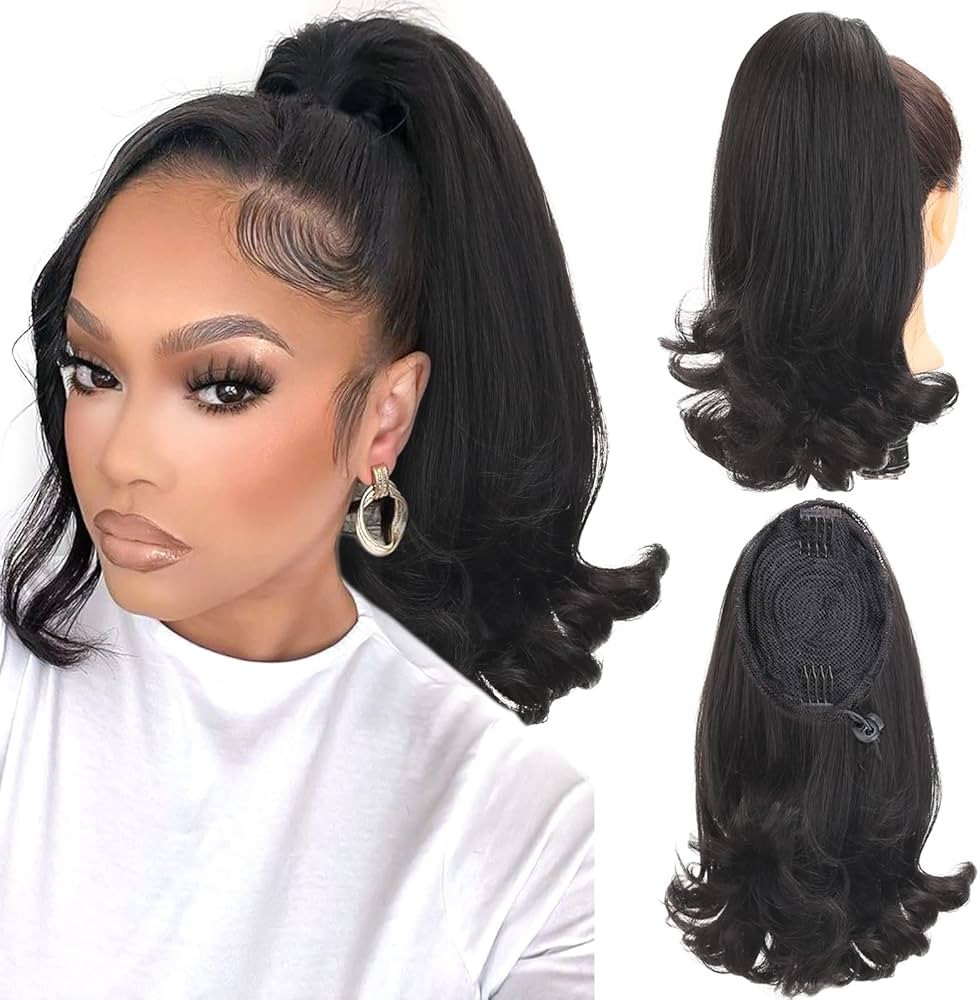 TOPCOT Long Cruly Tail Warping Synthetic Kinky Straight Hairpiece With Two Plastic Comb Drawstrin... | Amazon (US)