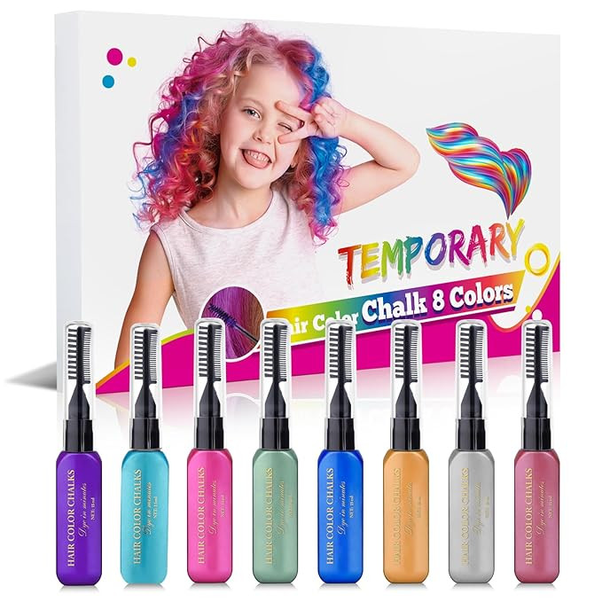 DeMoce Hair Chalk 8pcs Temporary Hair Color for Kids, Washable Hair Mascara for Birthday Cosplay ... | Amazon (US)