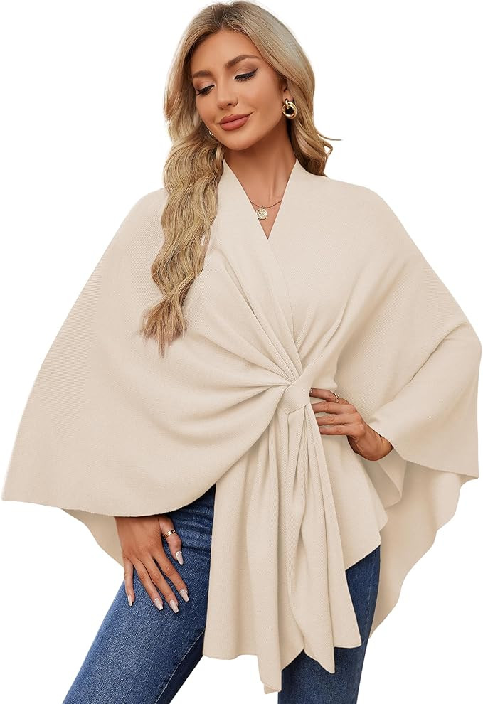 PULI Women's Elegant Shawl Wraps Soft Open Front Poncho Sweater for Spring Fall Winter | Amazon (US)