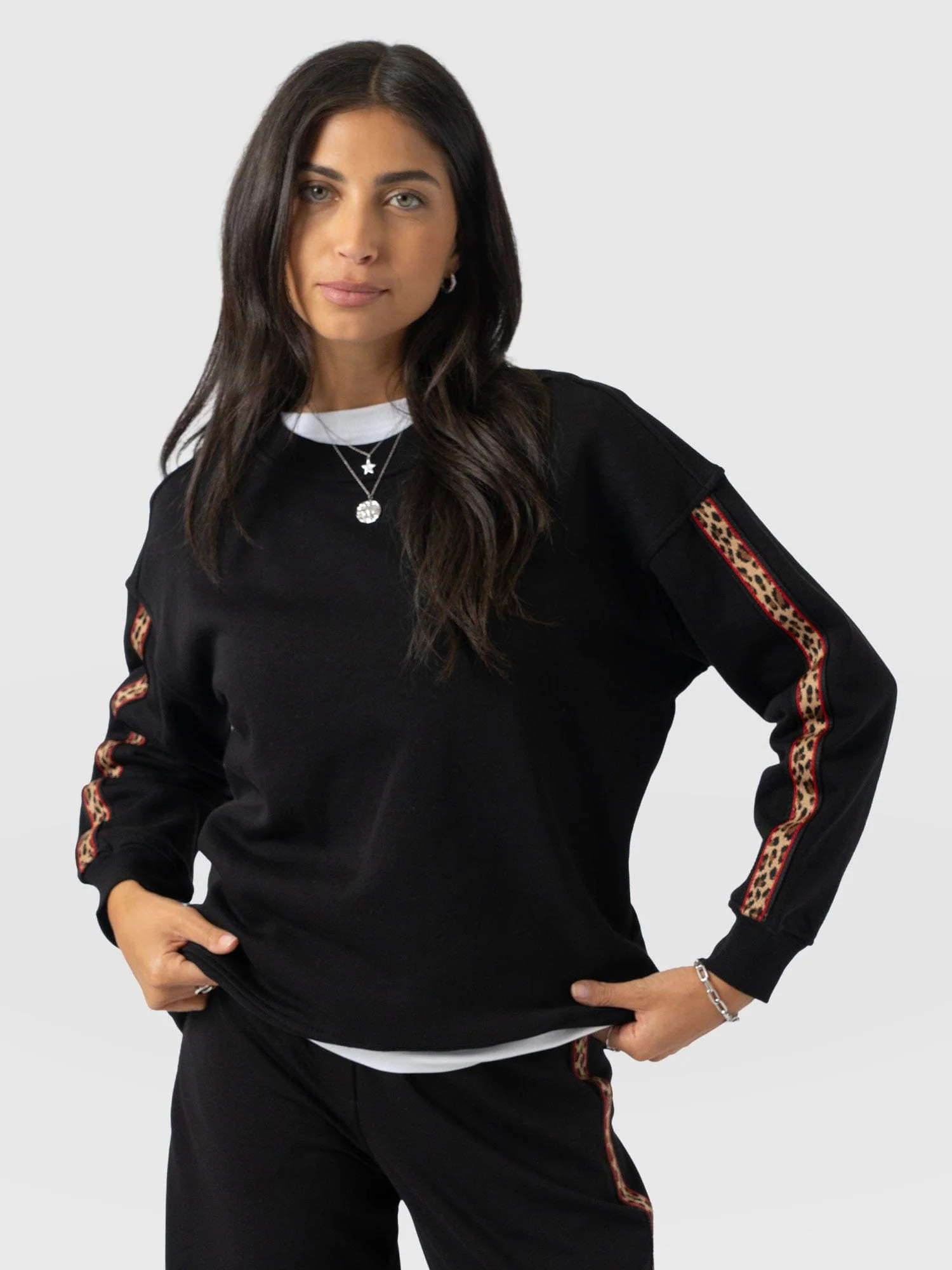 Victory Sweatshirt - Black - Leopard | Saint + Sofia