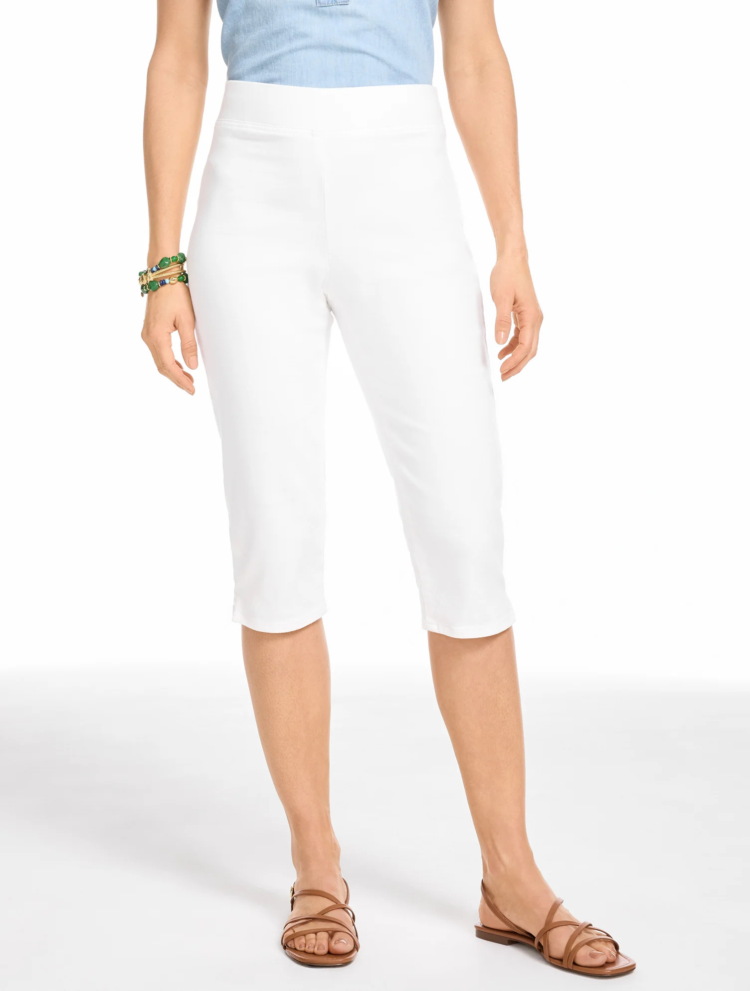 Plus Size - Capri Pull-On Travel Jeans - White - 1X Talbots | Talbots
