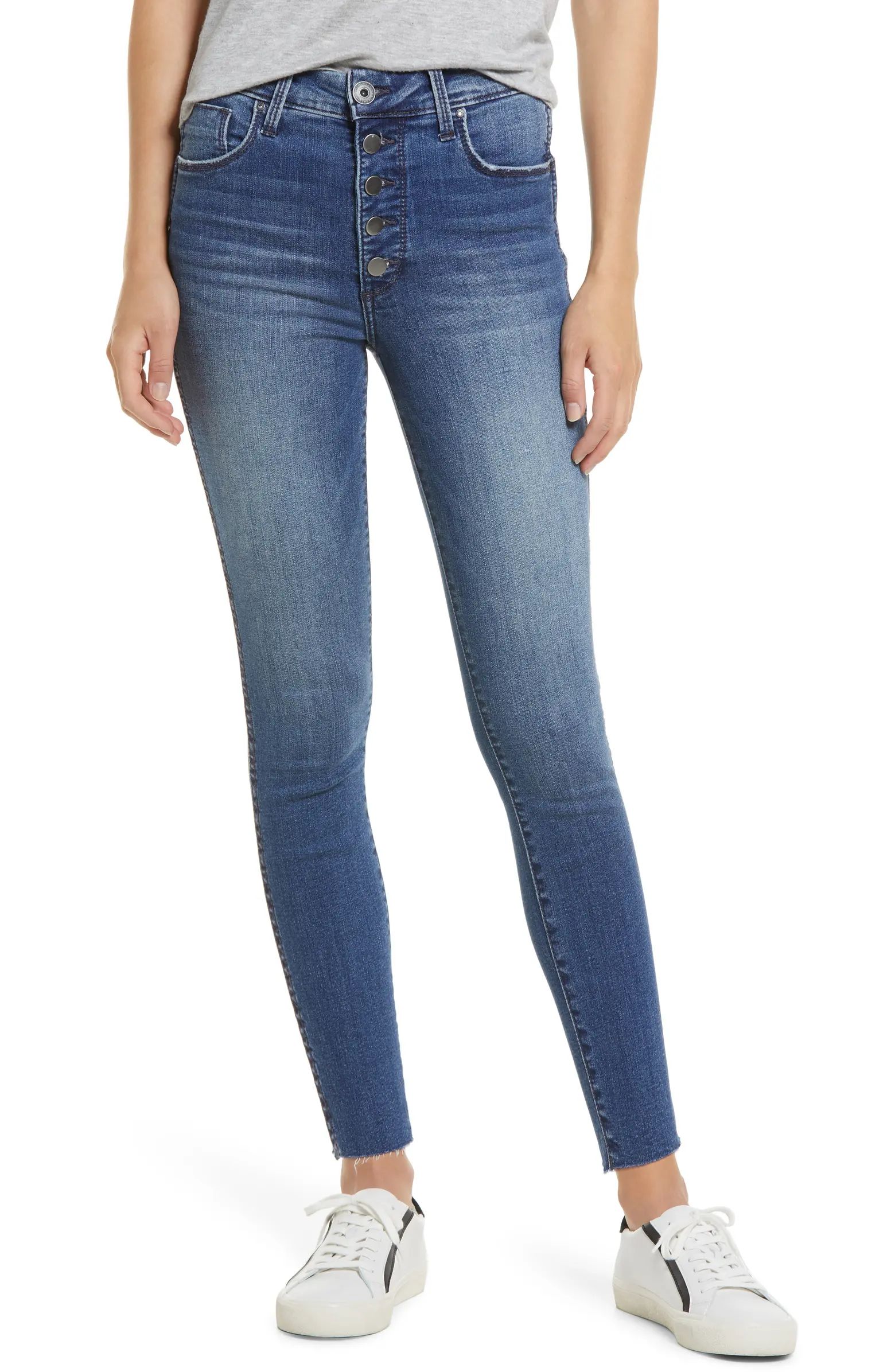 Whetherly Cooper Exposed Button Fly High Waist Skinny Jeans | Nordstrom | Nordstrom