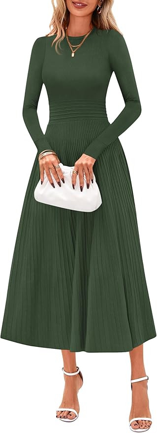 PRETTYGARDEN Womens Sweater Dress 2025 Long Sleeve Elegant Knit A Line Fall Wedding Guest Cocktai... | Amazon (US)