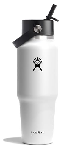 Hydro Flask Travel Water Bottle - Insulated Stainless Steel - Wide Straw Lid, Non Spill, Leakproof in 32 Oz White | Amazon (US)