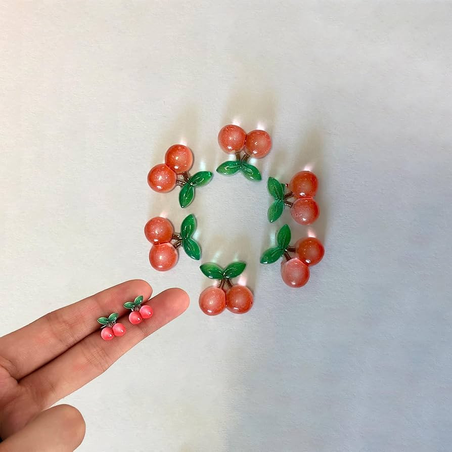 3D Cherry Nail Charms, 40Pcs Red Cute Mini Resin Fruit Decorations for Summer & Spring Nail Art A... | Amazon (US)