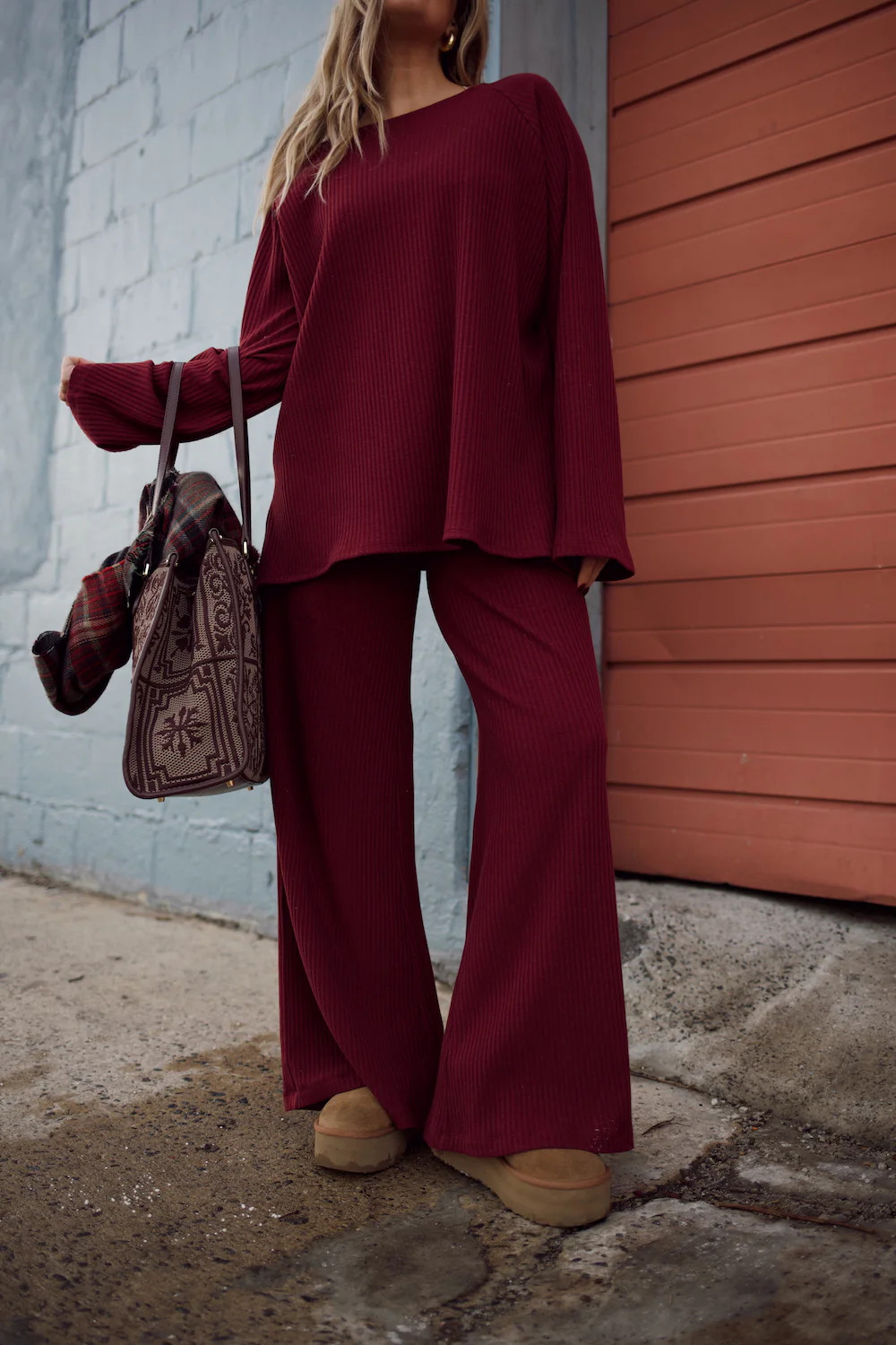 Emma Ribbed Sweater Pant - Tawny Port | How Do You Wear That