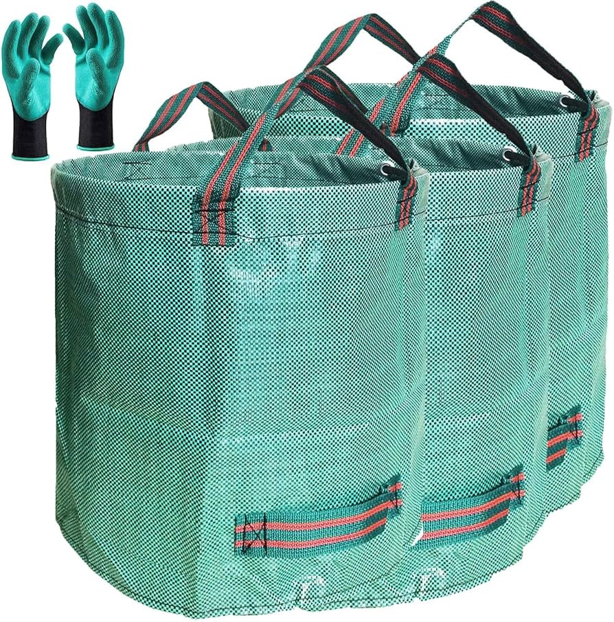 Standard 3-Pack 32 Gallons Yard Garden Bags (D18, H30 inches) with Gardening Gloves, Standable Re... | Amazon (US)