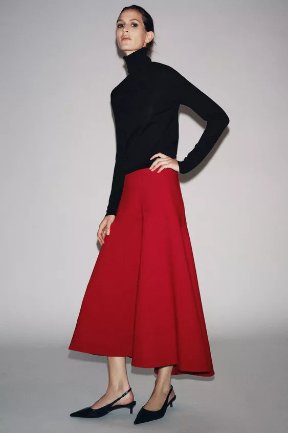 ZW COLLECTION CAPE MIDI SKIRT | Zara US